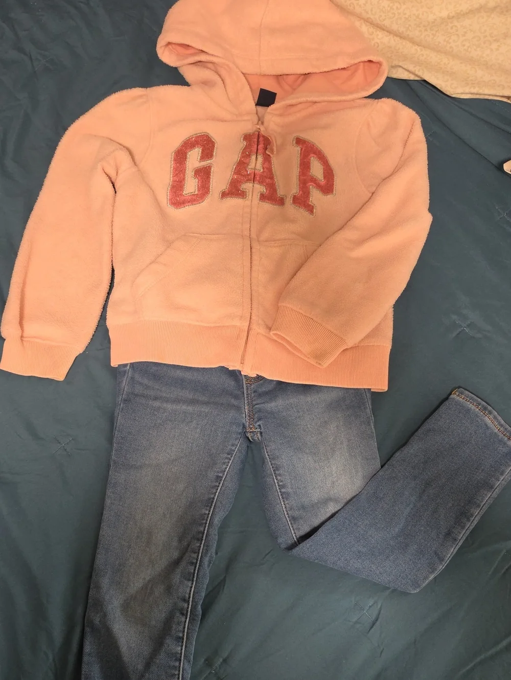 GAP Peach Fleece Hooded Zip Sweatshirt